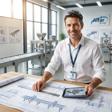 Custom packaging engineer designing specialized conveyor and material handling systems