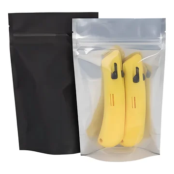 Clear with Matte Black Back Stand Up Pouches