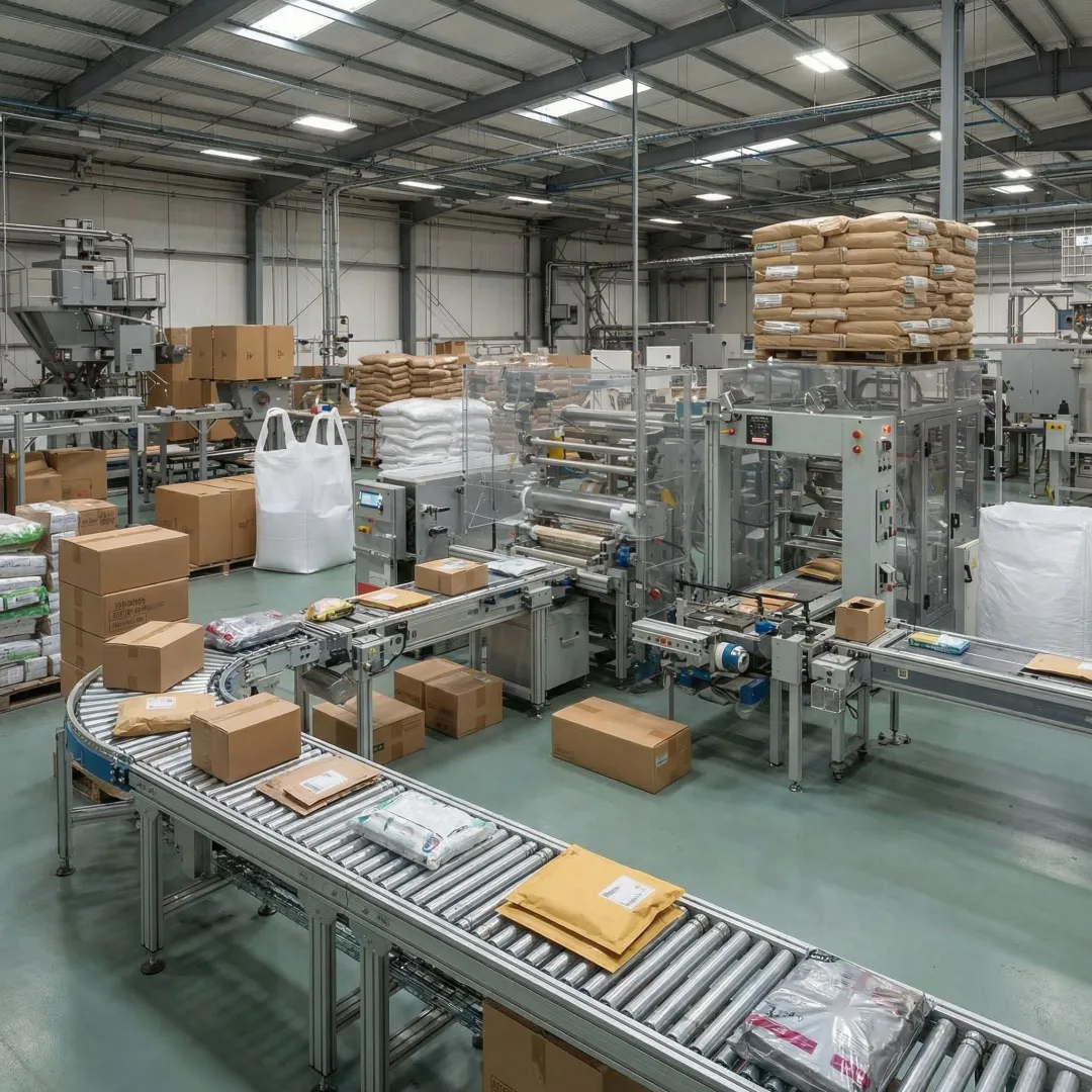 Modern warehouse facility showing custom packaging solutions and automated material handling systems in Atlanta