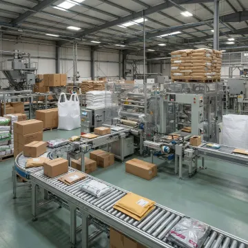 Modern warehouse facility showing custom packaging solutions and automated material handling systems in Atlanta