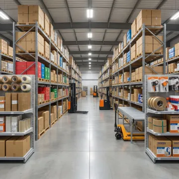 Custom packaging solutions and corrugated boxes in modern warehouse facility