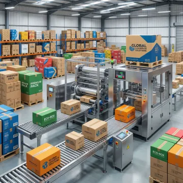 Custom packaging solutions and corrugated boxes in industrial warehouse setting