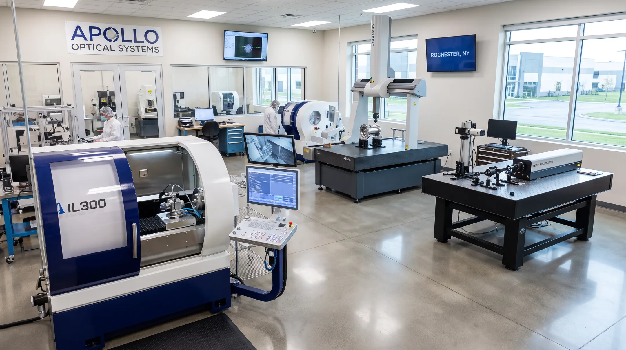 Apollo Optical Systems Rochester facility diamond turning and metrology equipment