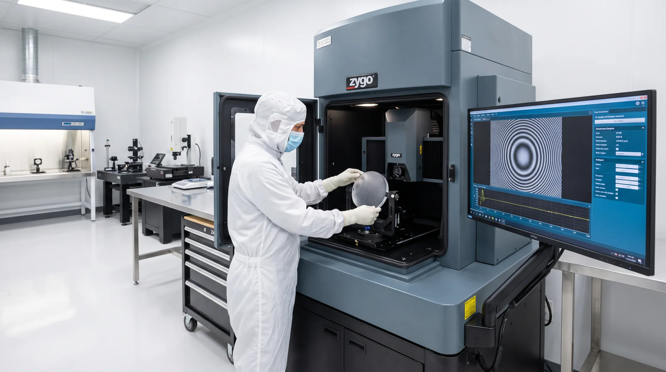 Precision metrology equipment verifying diffuser microstructure surface quality