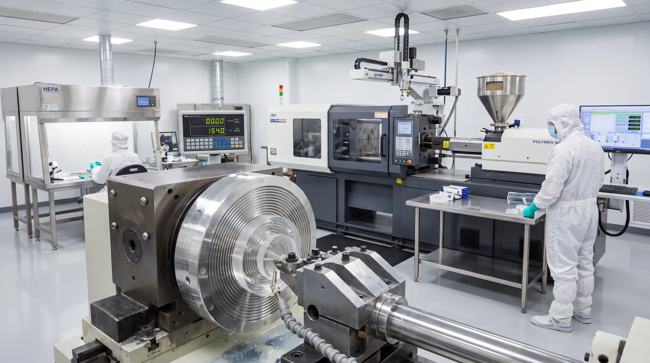 Precision diamond turning and molding equipment used for optical component manufacturing