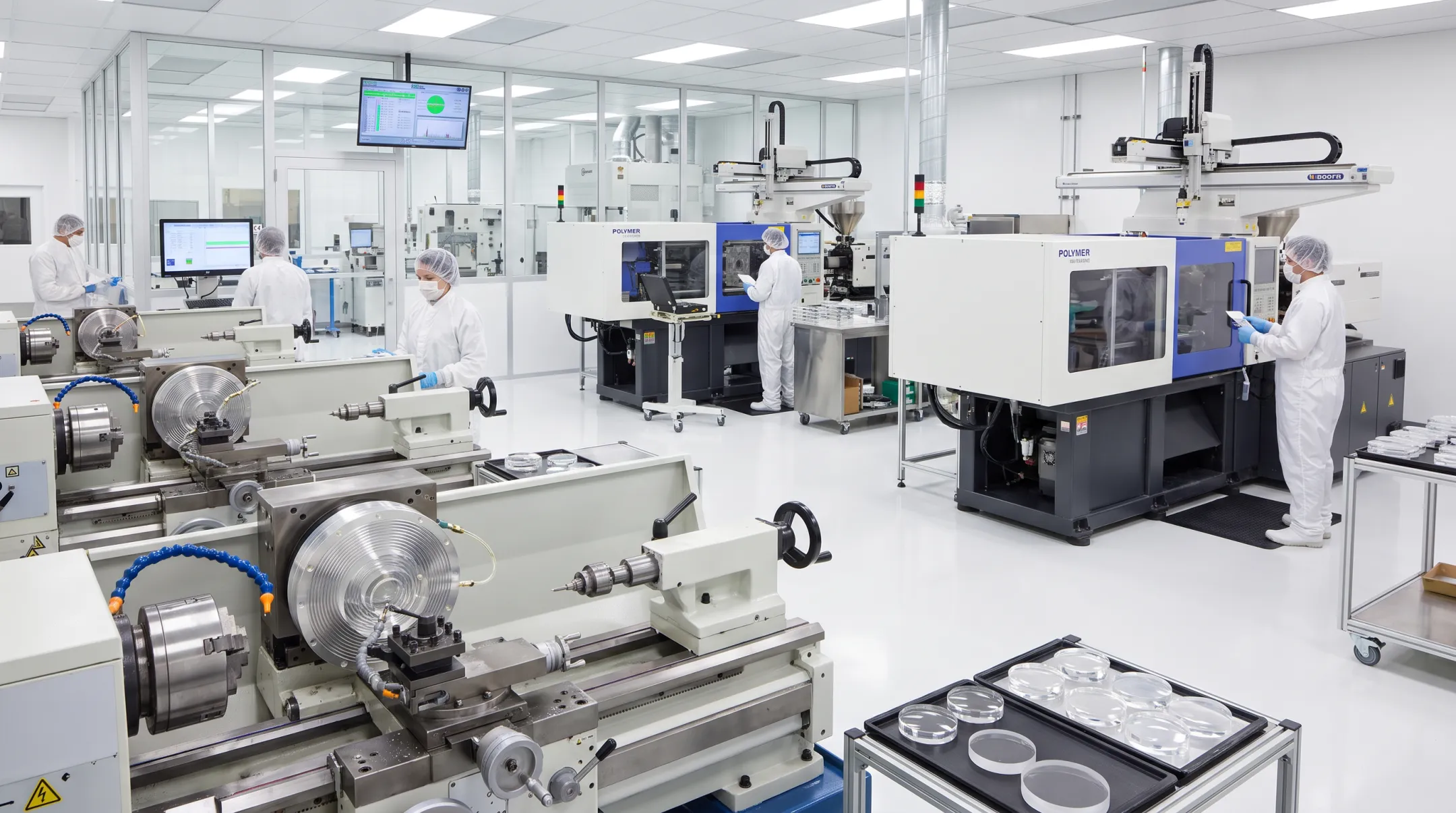 Precision diamond turning lathes and polymer injection molding equipment facility