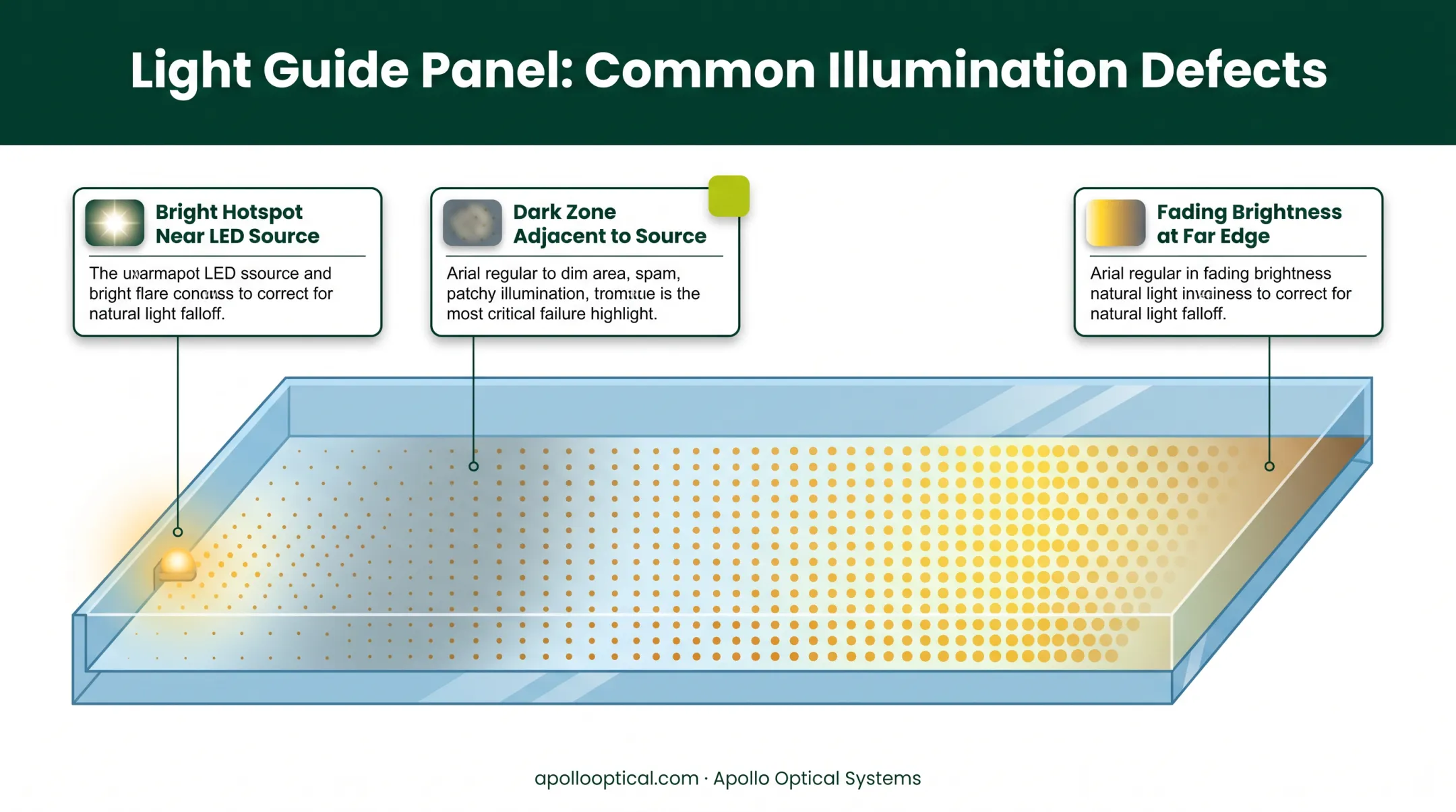 LGP dot pattern density gradient causing hotspots and dark zones