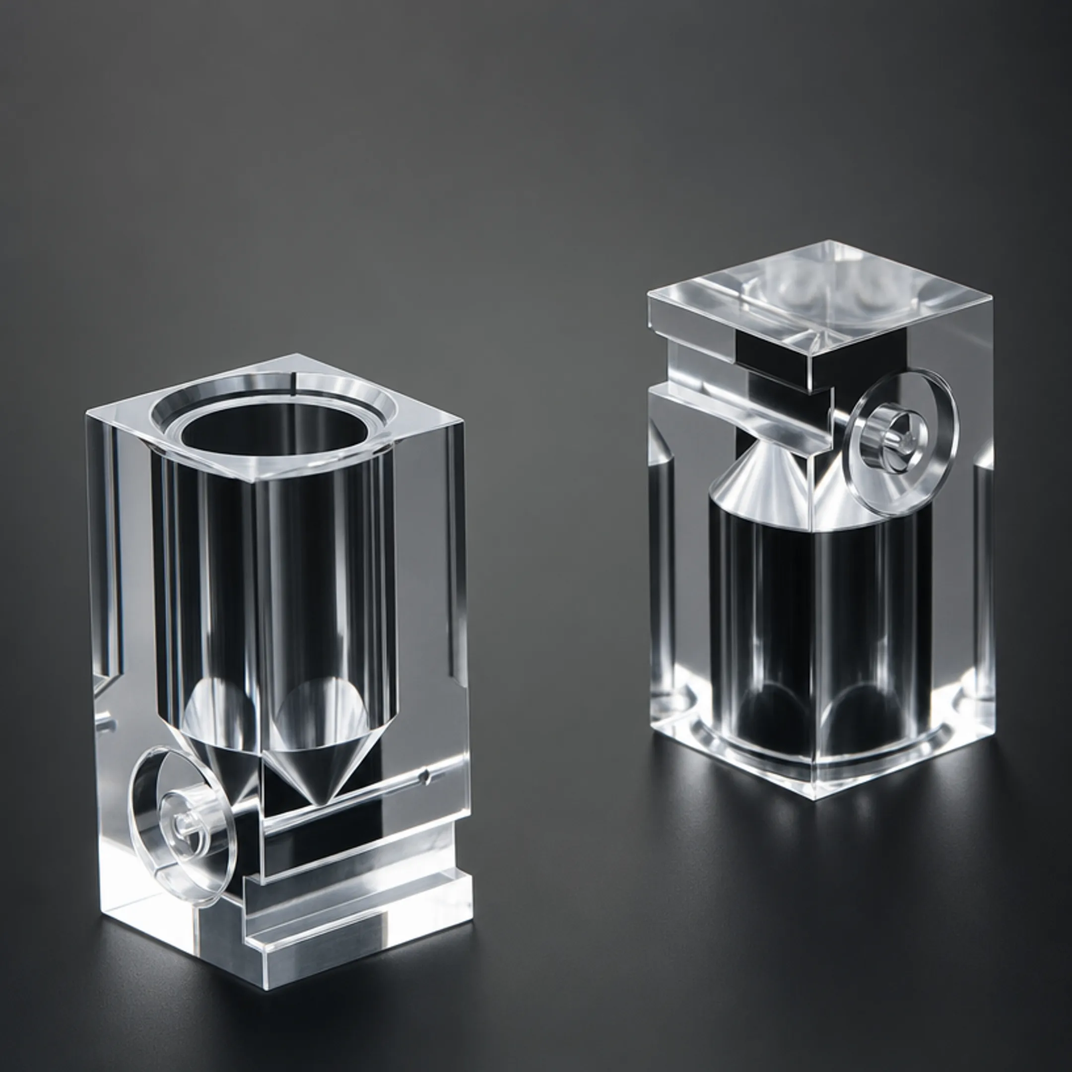 Clear acrylic PMMA lens components used in optical and medical applications