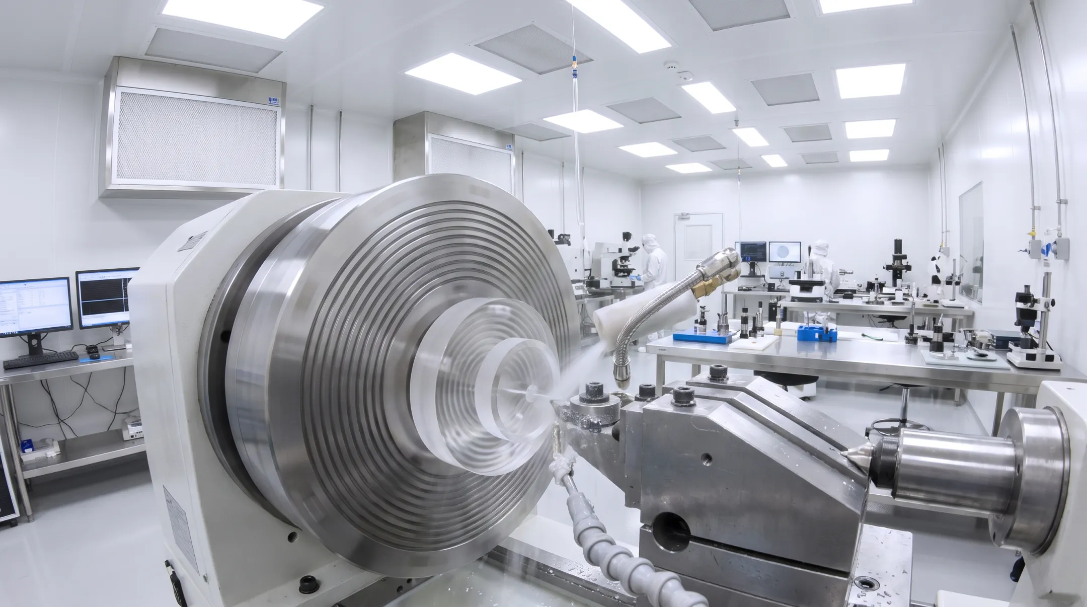 Apollo Optical Systems diamond turning lathe fabricating freeform optical component