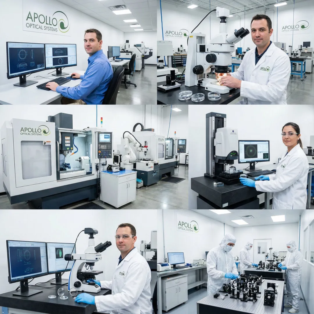 Step-by-step optical manufacturing process from design to finished product