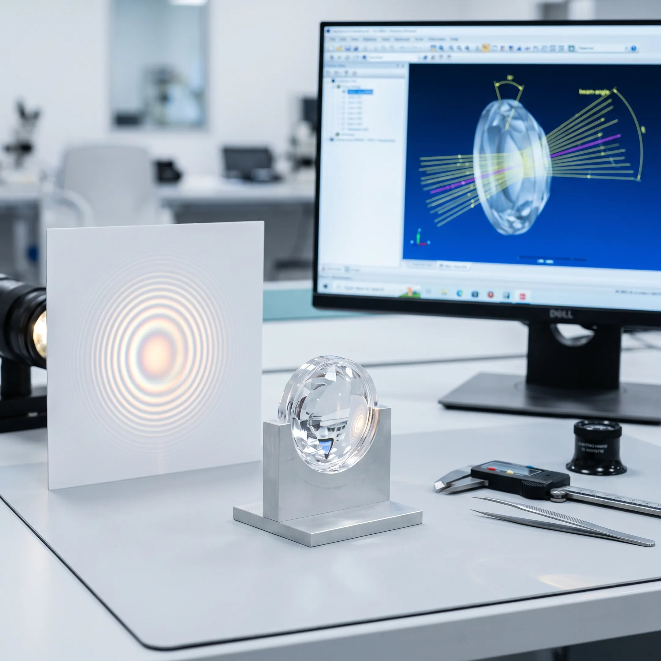 Custom LED lens and optical design model