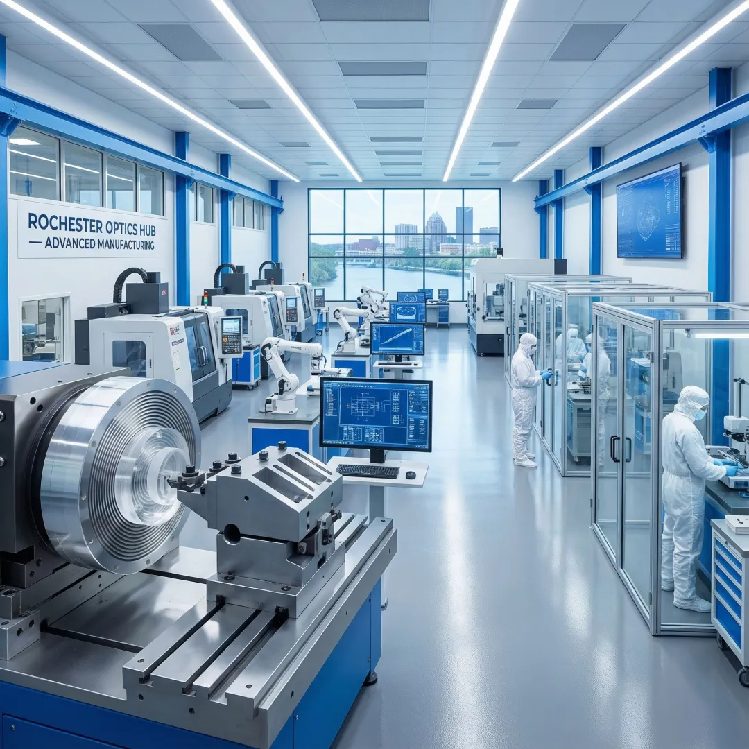 Precision optical components being manufactured in high-tech facility
