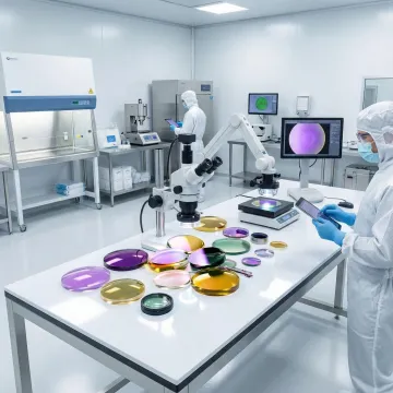 Precision optical components with specialized anti-reflective coatings in clean room environment