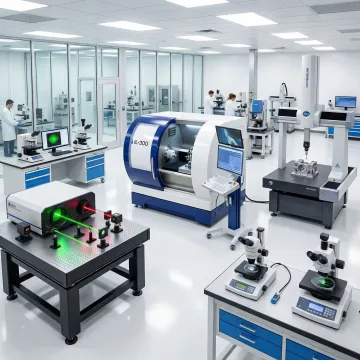 Precision optical testing laboratory with advanced measurement equipment