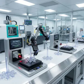 Precision cyclo olefin polymer manufacturing process showing quality control