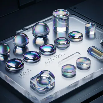 Precision polymer optical components showcasing various shapes and surface finishes