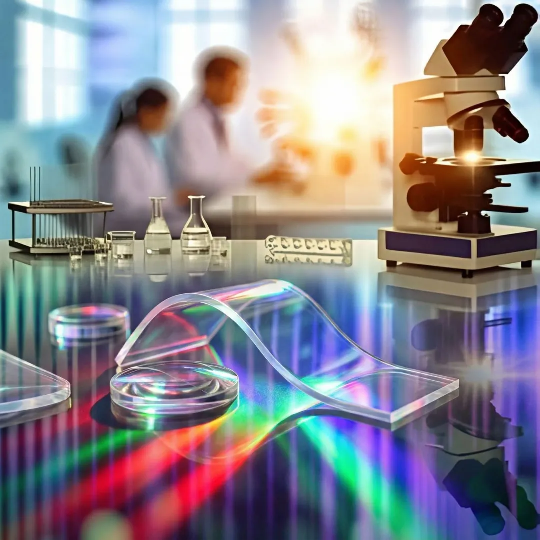 Silicone optical components demonstrating clarity and flexibility