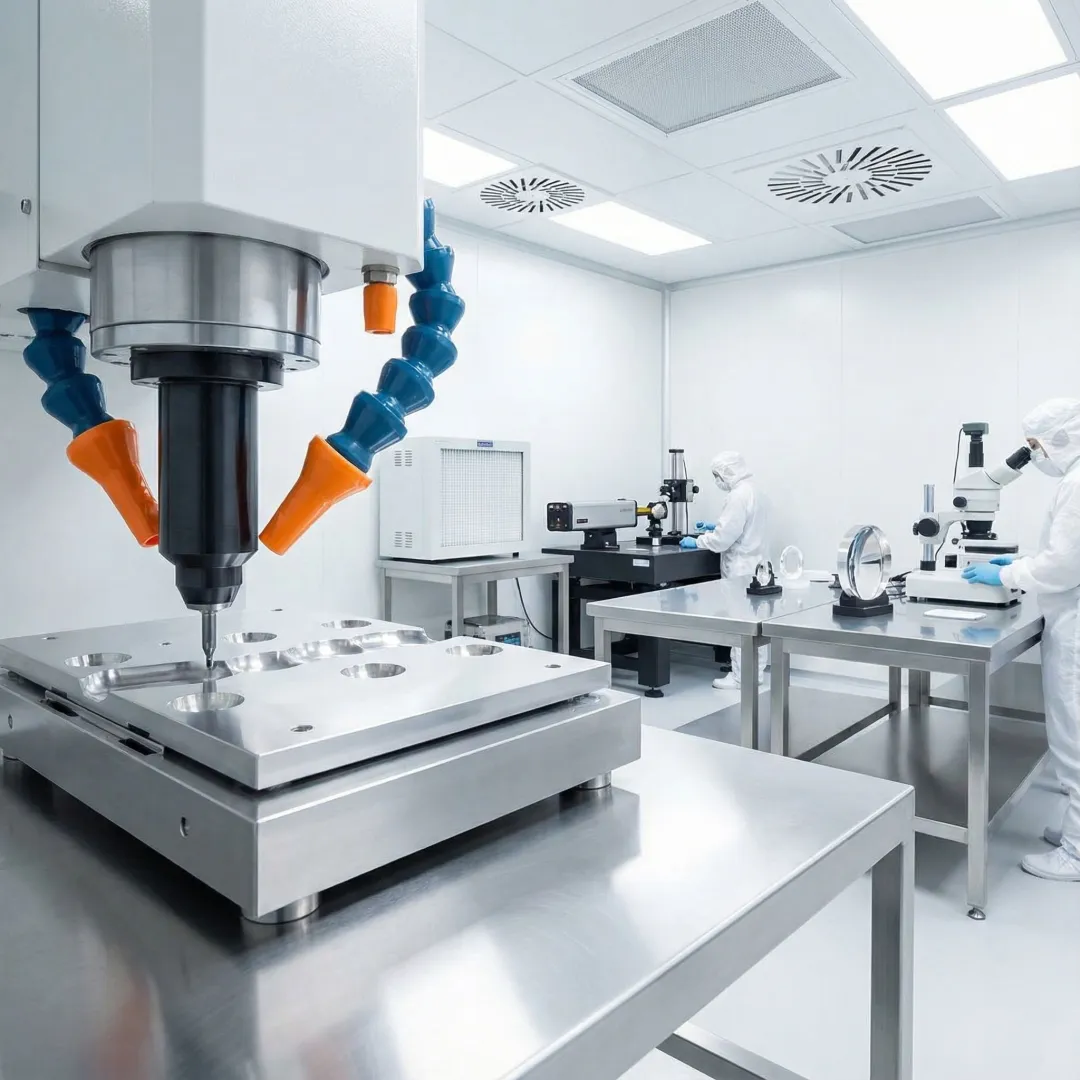 Precision optical components being manufactured with quality control