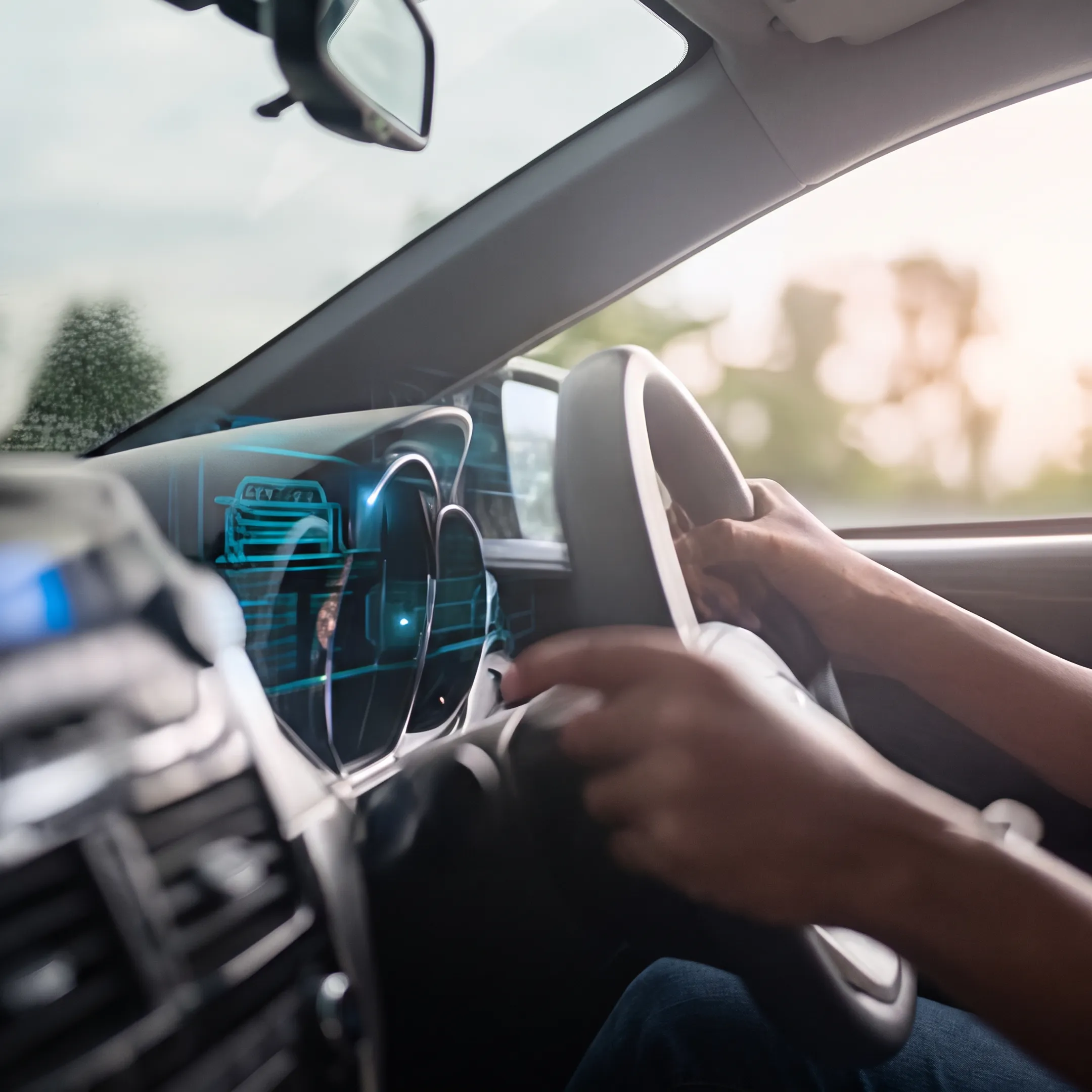 Automotive head-up display projected on a windshield