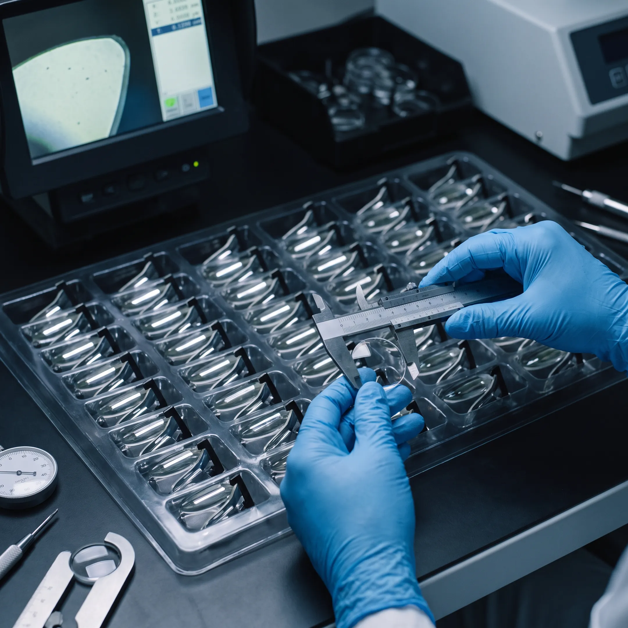 Medical optics undergoing precision inspection