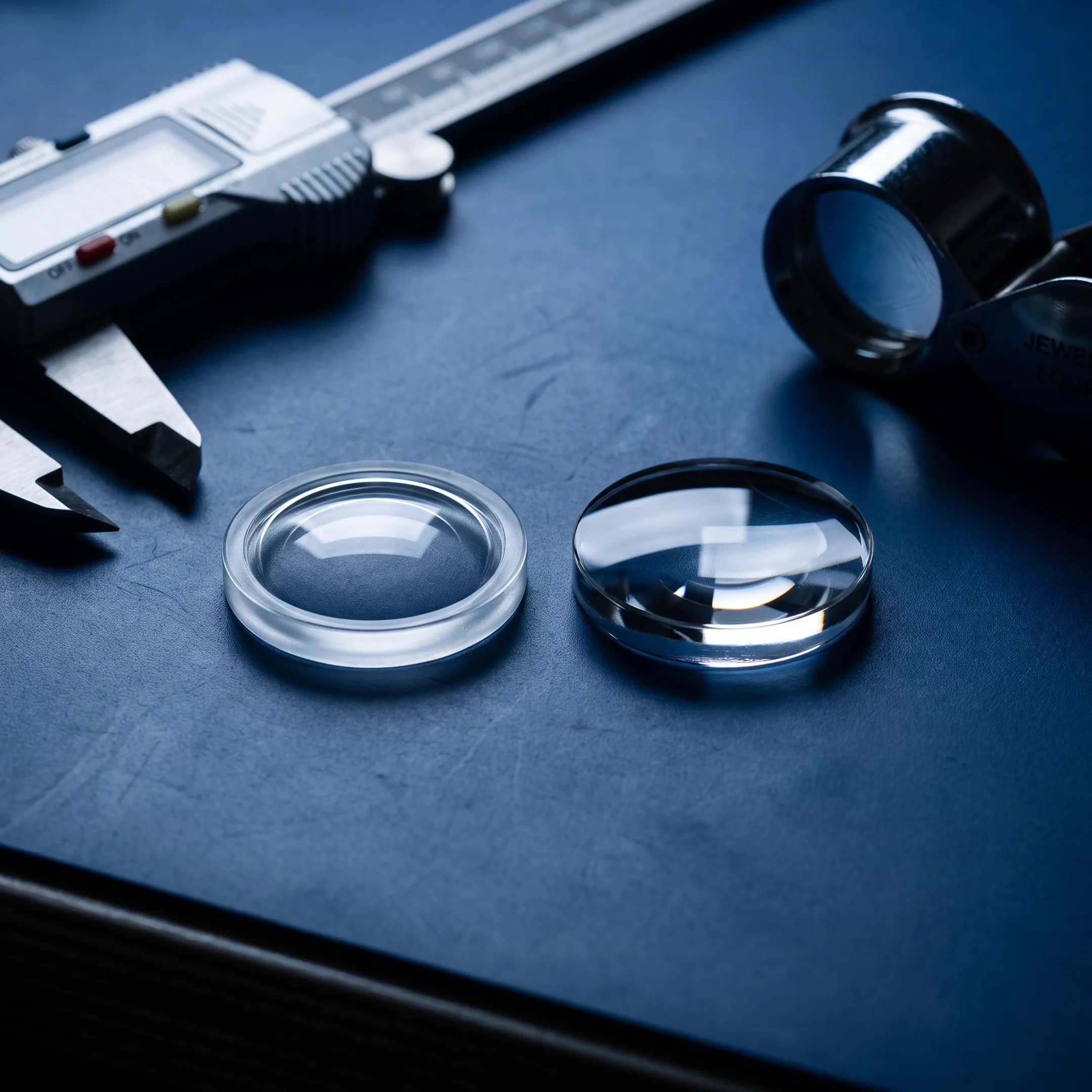 Molded polymer lens and precision glass optic comparison