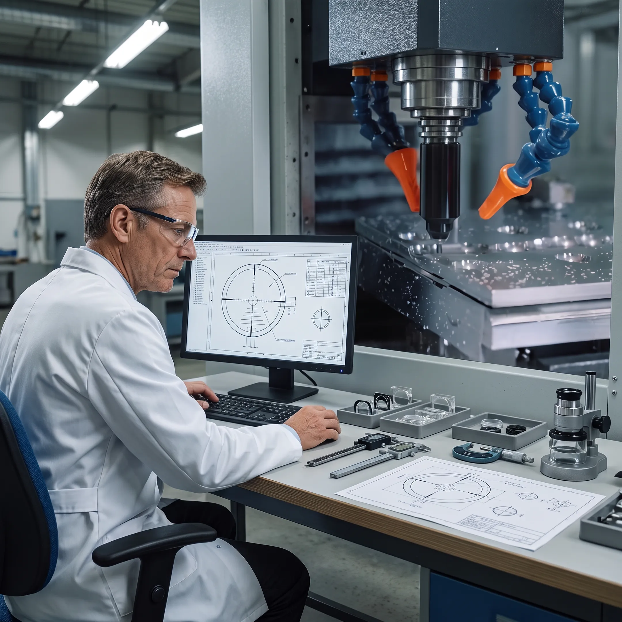 Engineer reviewing a custom reticle design