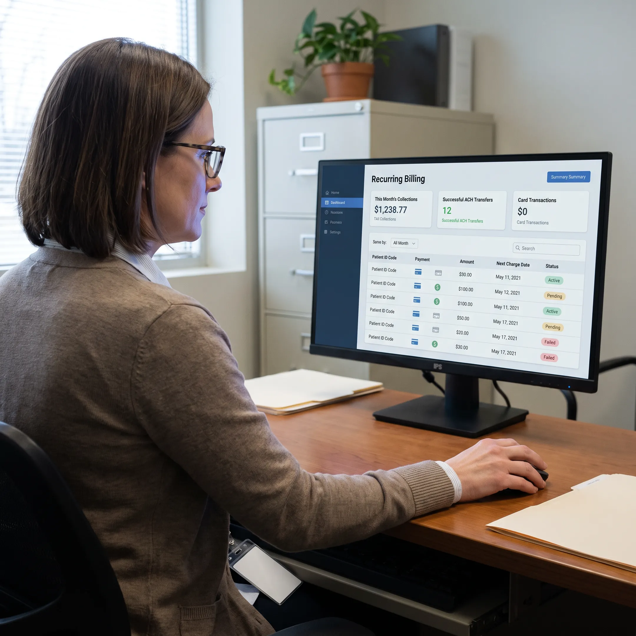 Treatment center staff using integrated card and ACH payment tools