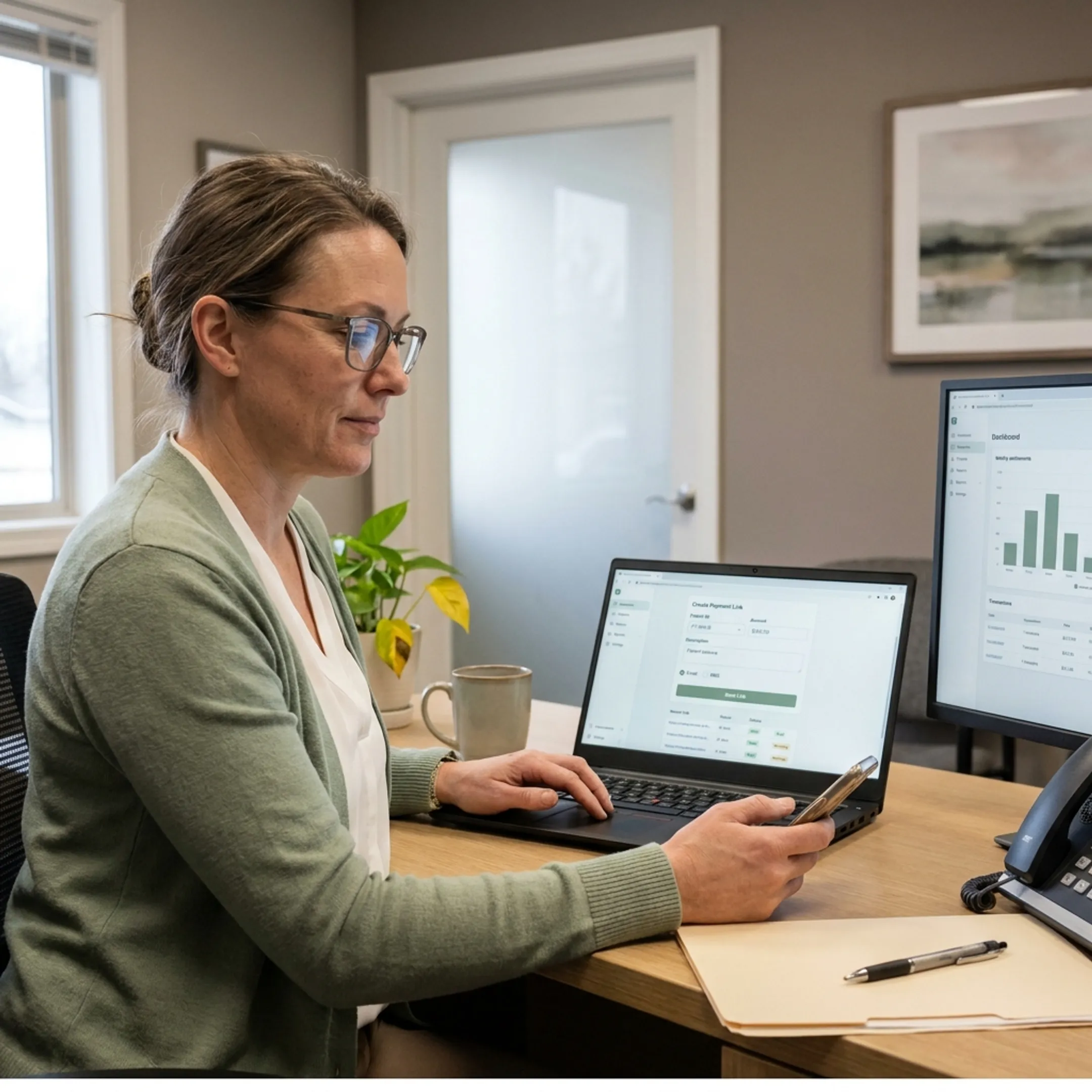 Treatment center administrator sending a secure patient payment link