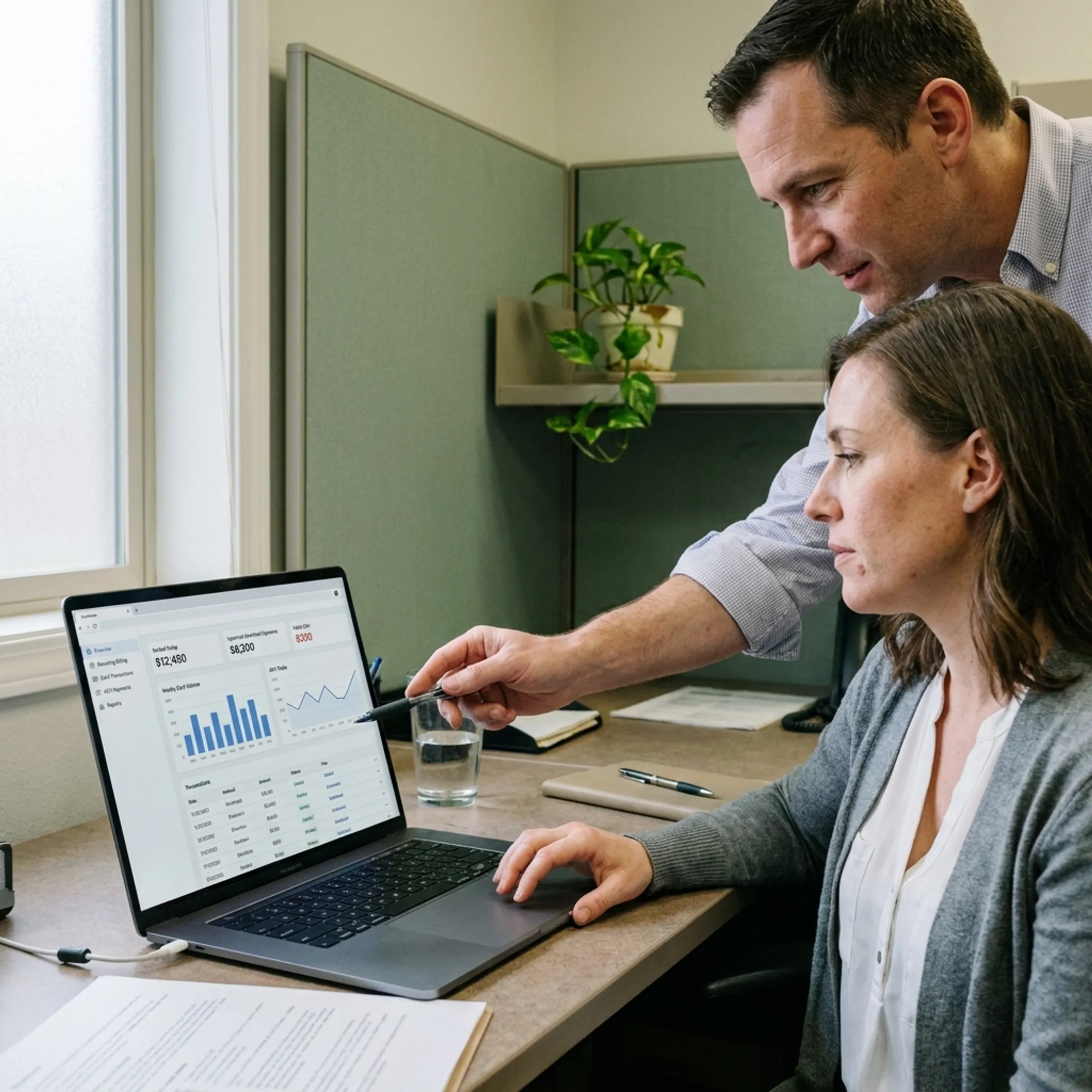 Secure payment dashboard showing recurring billing and treatment-center transactions