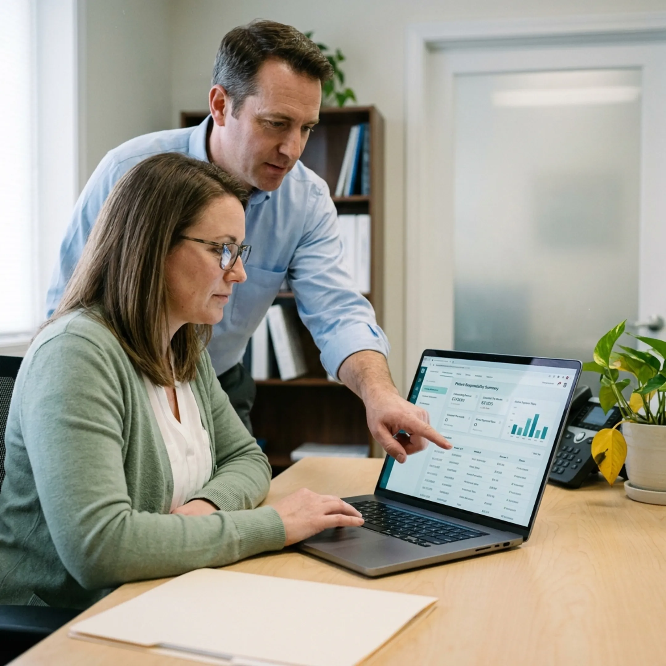 Treatment center team using digital payment management software