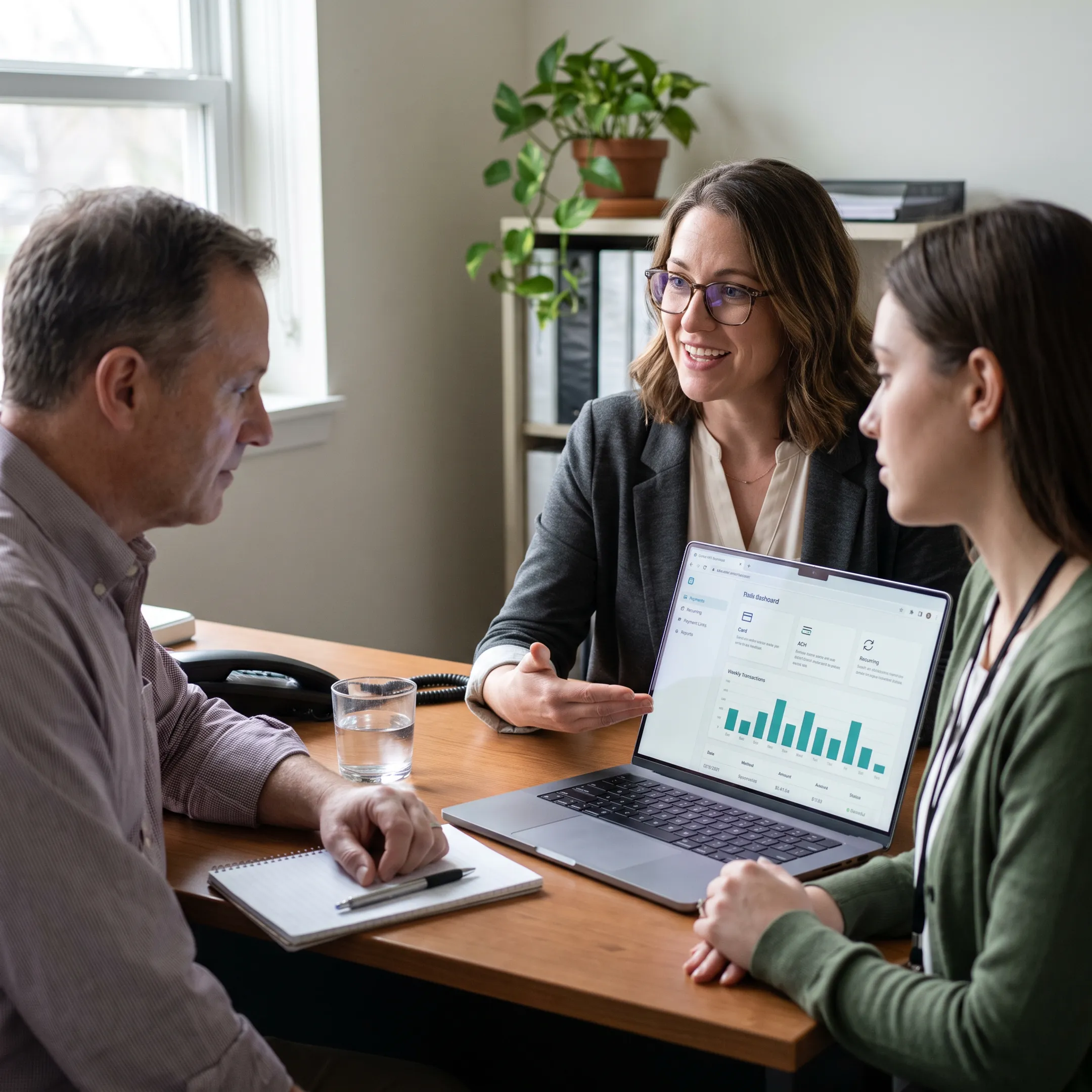 Payment specialist helping treatment center staff use billing software