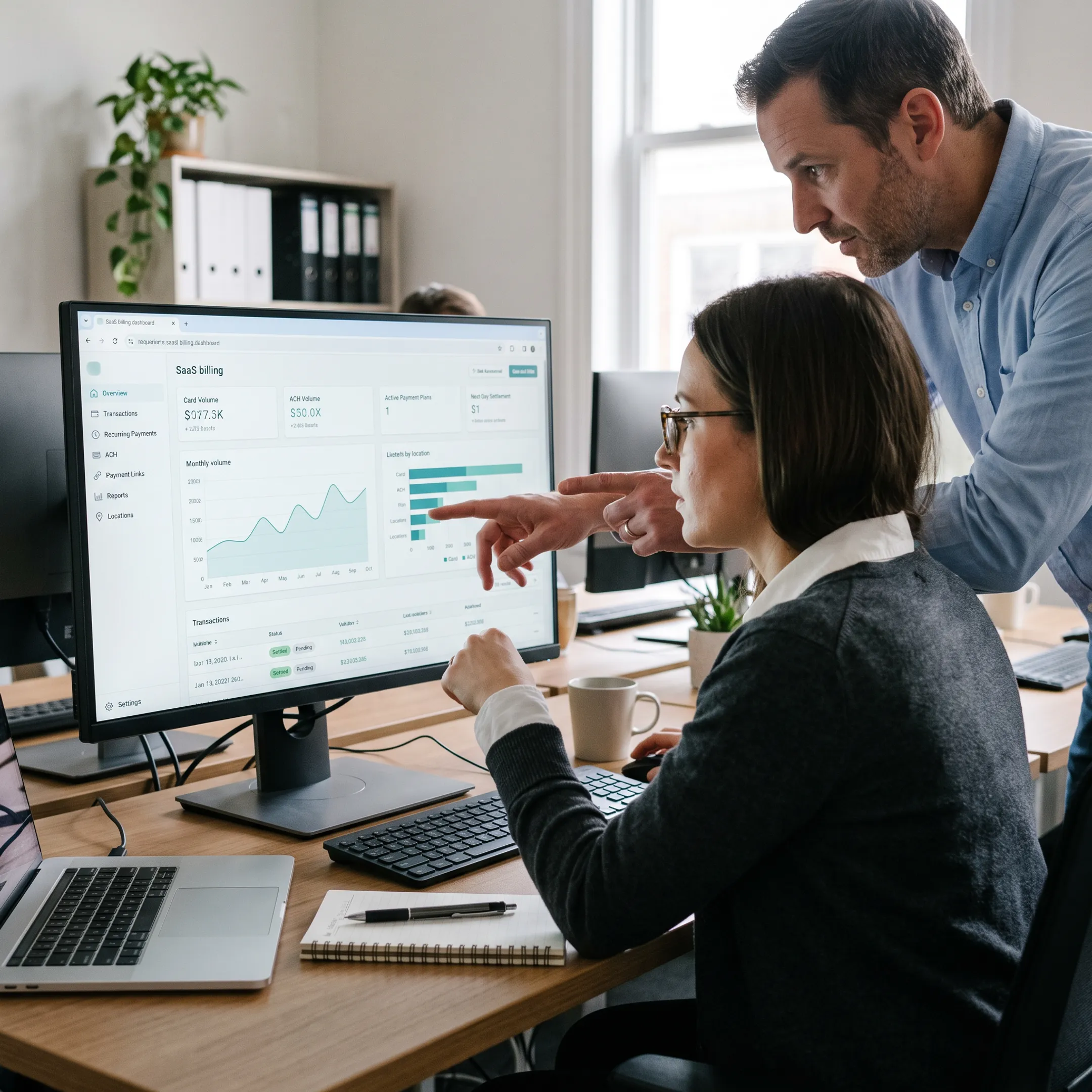 Payment specialist reviewing treatment center billing dashboard