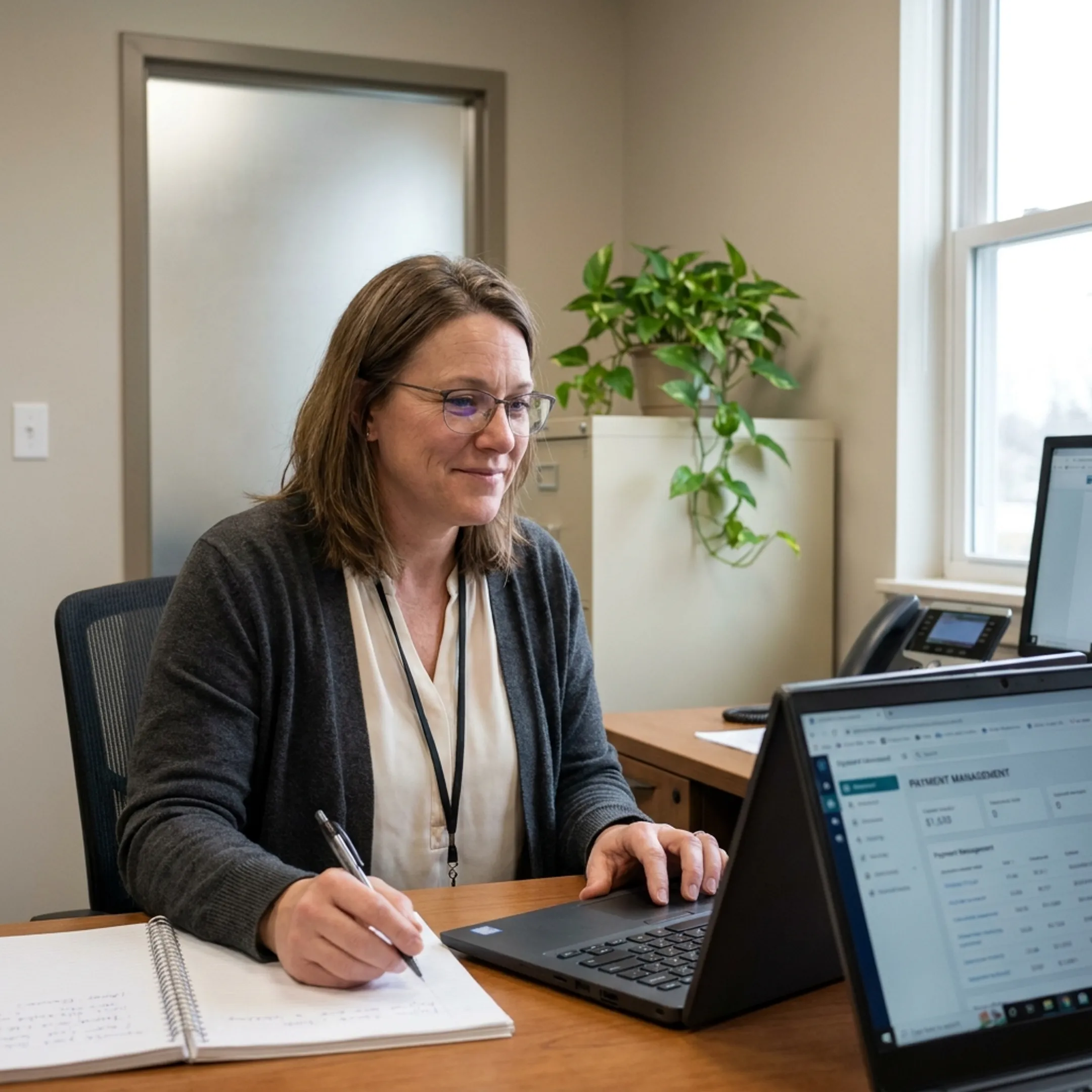 Treatment center staff using a secure payment management platform