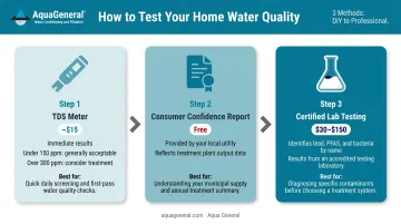 Three-step apartment water testing process from TDS meter to certified lab testing