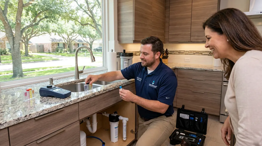Aqua General water quality technician conducting on-site home water testing