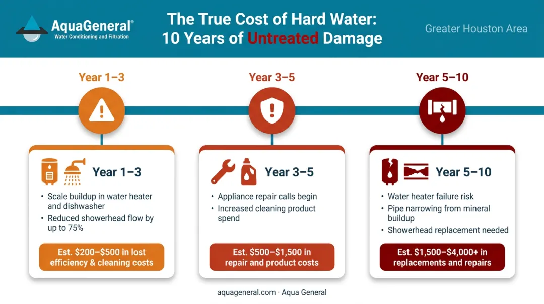 10-year timeline of household damage and costs from untreated hard water