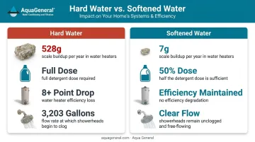 Hard water versus soft water detergent efficiency and appliance scale buildup comparison
