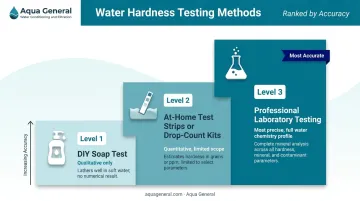 Three water hardness testing methods ranked by accuracy from DIY to professional