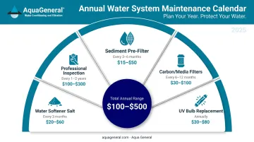 Whole-home water filtration annual maintenance schedule and recurring cost breakdown