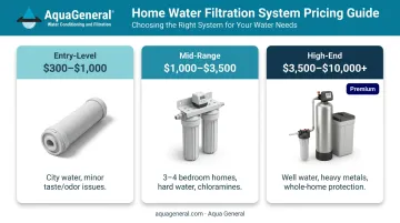 Three-tier whole house water filter cost comparison chart by system type