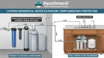 Whole house and under-sink water filter dual system installation in Houston home