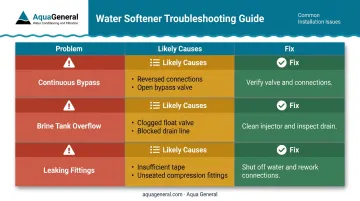 Water softener common installation problems causes and fixes troubleshooting guide