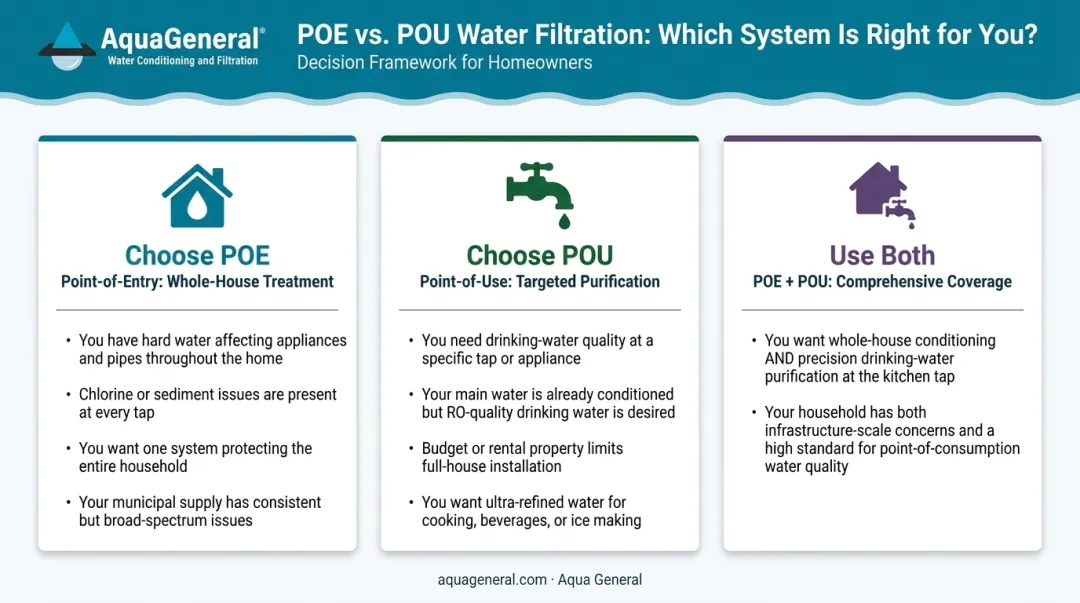 POE versus POU versus combined system decision framework comparison chart for Houston homeowners