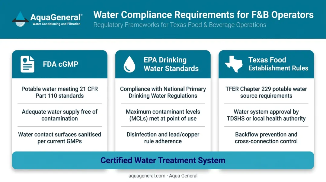 FDA EPA Texas food establishment water compliance standards overview for commercial operators