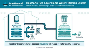 Two-layer Houston home water filtration system whole-house conditioner plus reverse osmosis