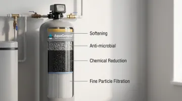 Aqua General whole-house water conditioner four-stage filtration system unit