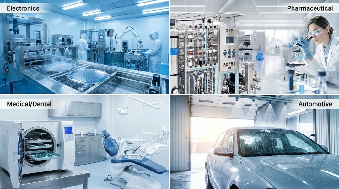Industrial and commercial facilities using deionized water across multiple industry applications