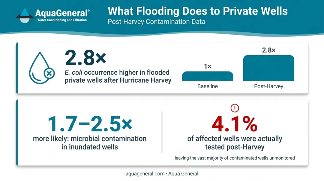 Hurricane Harvey well contamination statistics showing bacterial risk increase after flooding
