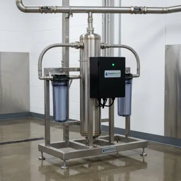 Commercial UV water treatment system in a food and beverage facility