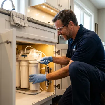 Technician servicing an RO and UV water purifier